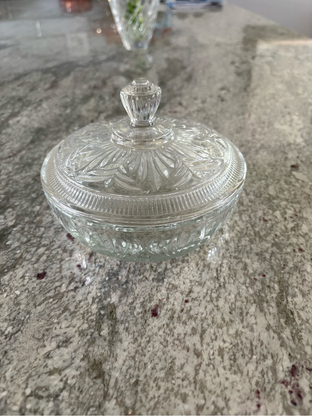 Vintage Anchor Hocking Clear Glass Covered Candy Dish